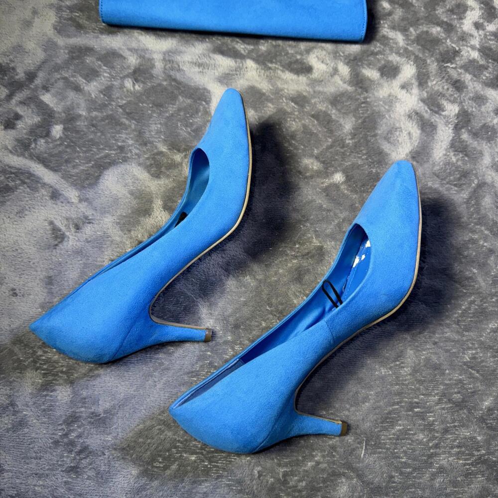 H&M Women's Heels Baby Blue Sz 7 With Matching Clutch - Picture 7 of 15